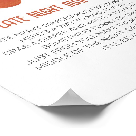 深夜おむつゲームもっとキャンプファイヤー赤ちゃんシャワー ポスター (角)