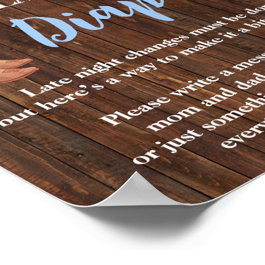 深夜おむつゲームオウムカウボーイ赤ちゃんシャワーサイン ポスター (角)