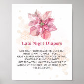 深夜おむつゲームピンクのスノーフレークポインセチア ポスター (正面)