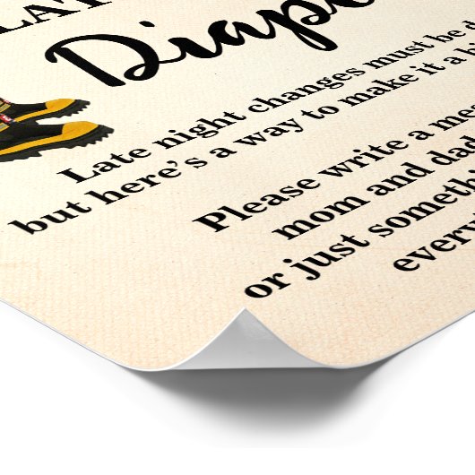 深夜おむつゲーム消防士ベビーシャワー ポスター (角)