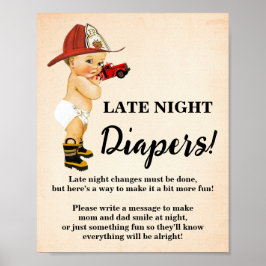 深夜おむつゲーム消防士ベビーシャワー ポスター