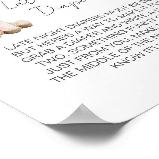 深夜おむつゲーム甘い小さなラムピンクローズ ポスター (角)