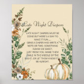 深夜おむつゲーム秋素朴ブラウンフローラ ポスター (正面)