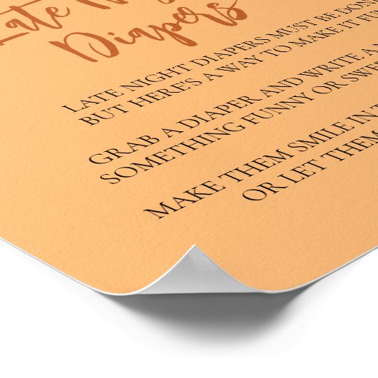 深夜おむつサインピンクピーチガーデンフラワー ポスター (角)