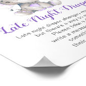 深夜おむつサイン象の赤ちゃんシャワー女の子 ポスター (角)