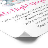 深夜おむつサイン象の赤ちゃんシャワー女の子 ポスター (角)