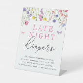 深夜おむつサイン | ワイルドフラワー赤ちゃんシャワー 台座サイン (正面)