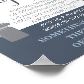 深夜おむつサイン、蝶ネクタイ、青と灰色 ポスター (角)