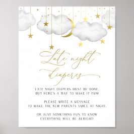 深夜おむつサイン、赤ちゃんシャワーゲームポスター ポスター