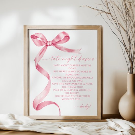 深夜おむつピンクボウ赤ちゃんシャワー ポスター
