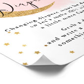 深夜おむつピンク金ゴールドムーンベビーシャワーゲーム ポスター (角)