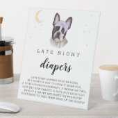 深夜おむつブルドッグフランスの赤ちゃんシャワー 台座サイン (インサイチュ)