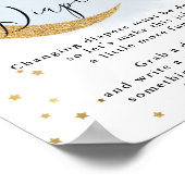 深夜おむつブルー金ゴールドムーンベビーシャワーゲーム ポスター (角)