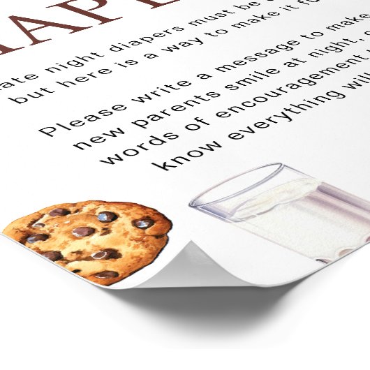 深夜おむつミルクとクッキー赤ちゃんシャワー ポスター (角)