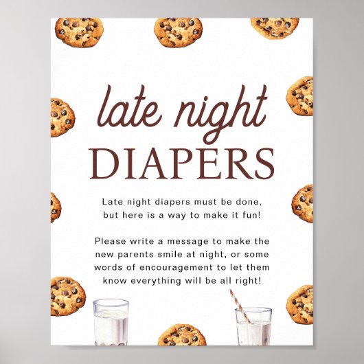 深夜おむつミルクとクッキー赤ちゃんシャワー ポスター (正面)