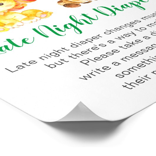 深夜おむつワイルドジャングルサファリベイビーシャワー ポスター (角)