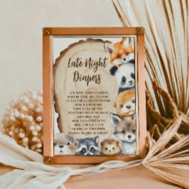 深夜おむつ可愛い動物赤ちゃんシャワーのサイン フォトプリント           