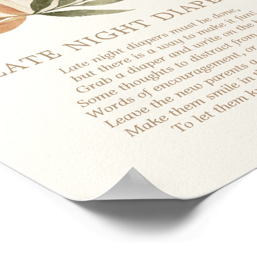 深夜おむつ小さなかぼちゃの赤ちゃんシャワーに署名 ポスター (角)