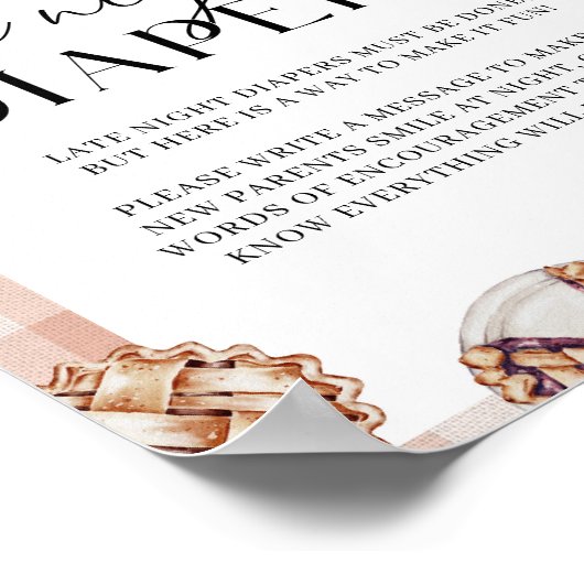 深夜おむつ小さなかわいこちゃんパイ赤ちゃんシャワー ポスター (角)