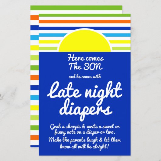 深夜おむつ来ここ息子の赤ちゃんシャワー (正面/裏面)