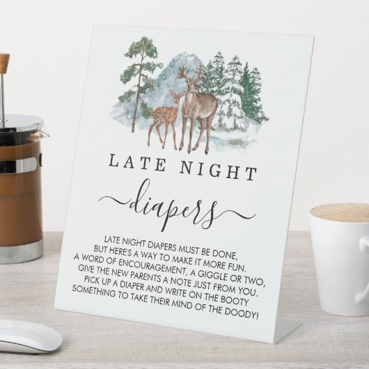深夜おむつ森林動物ベビーシャワー 台座サイン (インサイチュ)