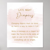 深夜おむつ水彩赤面&金ゴールド標識 ポスター (正面)