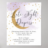 深夜おむつ紫金ゴールド赤ちゃんシャワーゲーム ポスター (正面)