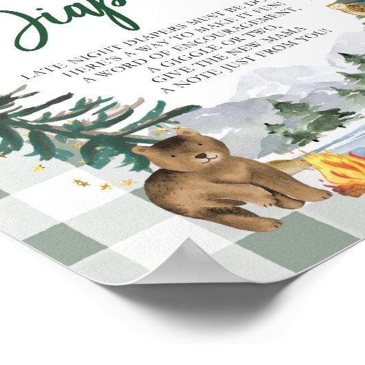 深夜おむつ赤ちゃんシャワーのサイン ポスター (角)