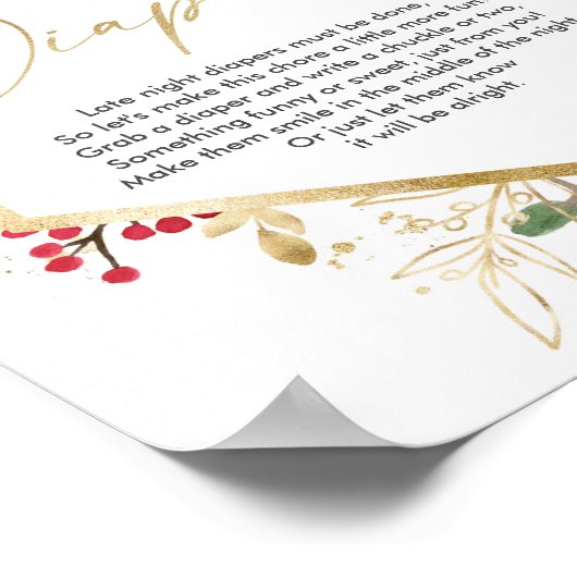 深夜おむつ赤ちゃんシャワーゲームクリスマス ポスター (角)