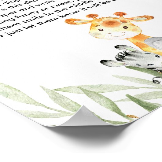 深夜おむつ赤ちゃんシャワーゲームサファリ動物 ポスター (角)