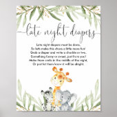 深夜おむつ赤ちゃんシャワーゲームサファリ動物 ポスター (正面)