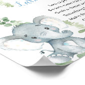 深夜おむつ赤ちゃんシャワーゲームブルー象 ポスター (角)