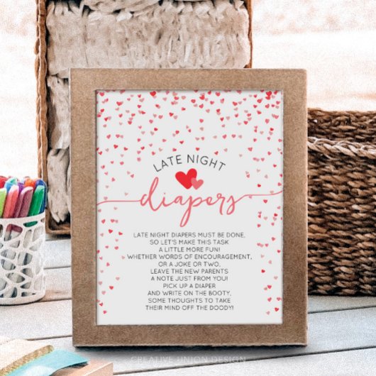 深夜おむつ赤ちゃんシャワーサインデジタルプリント ポスター