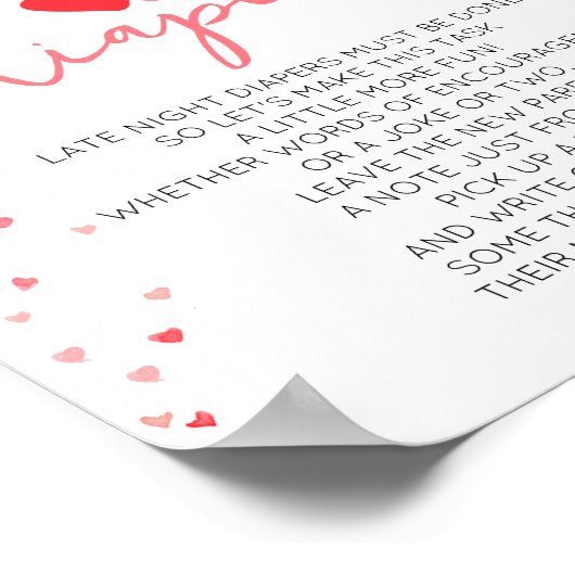 深夜おむつ赤ちゃんシャワーサインデジタルプリント ポスター (角)