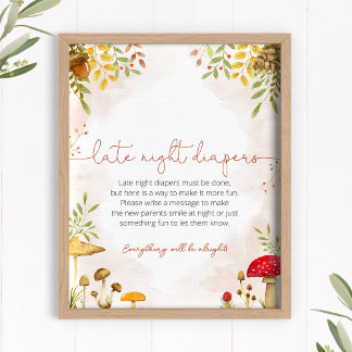 深夜おむつ赤ちゃんシャワーサイン森 ポスター