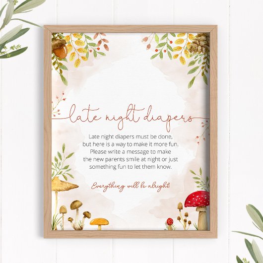 深夜おむつ赤ちゃんシャワーサイン森 ポスター