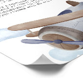 深夜おむつ青い飛行機の赤ちゃんシャワー ポスター (角)