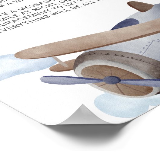 深夜おむつ青い飛行機の赤ちゃんシャワー ポスター (角)