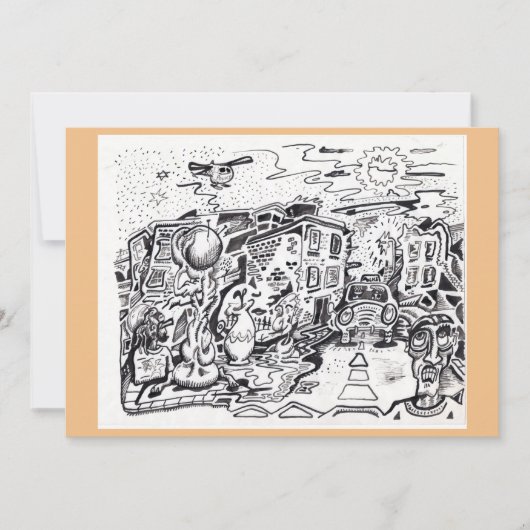 深夜に歩いて帰るフラットカード (正面)