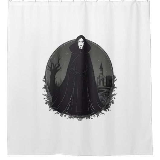 深夜のゴシック様式のセーレムウィッチ シャワーカーテン (正面)