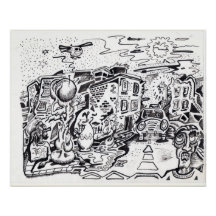 深夜の散歩ホーム光沢のあるポスター