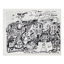 深夜の散歩ホーム光沢のあるポスター ポスター