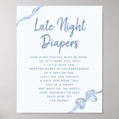 深夜オムツ 青いリボン 赤ちゃん歓迎会 ゲーム看板 ポスター (正面)