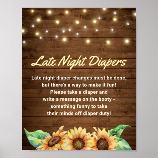 深夜寝用おむつ素朴ひまわり赤ちゃんシャワー ポスター (正面)