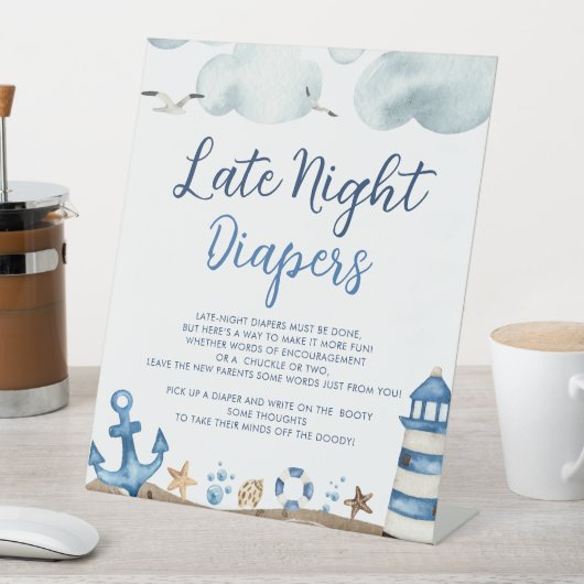深夜用航海のおむつ赤ちゃんシャワー標識 台座サイン (インサイチュ)
