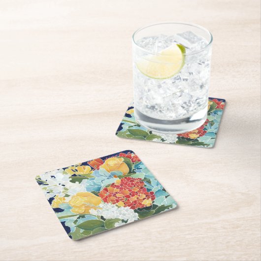 深夜花模様2 スクエアペーパーコースター (インサイチュ)