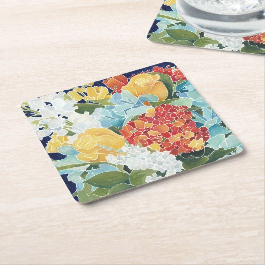 深夜花模様2 スクエアペーパーコースター (アングル)