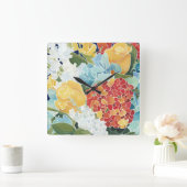 深夜花模様2 スクエア壁時計 (ホーム)