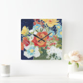 深夜花模様4 スクエア壁時計 (ホーム)