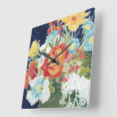 深夜花模様4 スクエア壁時計 (傾斜)